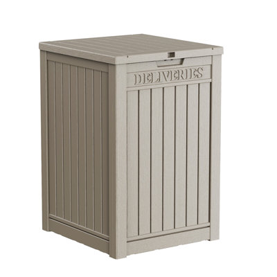 48 Gallon Lockable Delivery Box, Weatherproof Resin Package Drop Box with “Deliveries” Sign for Outdoor Use
