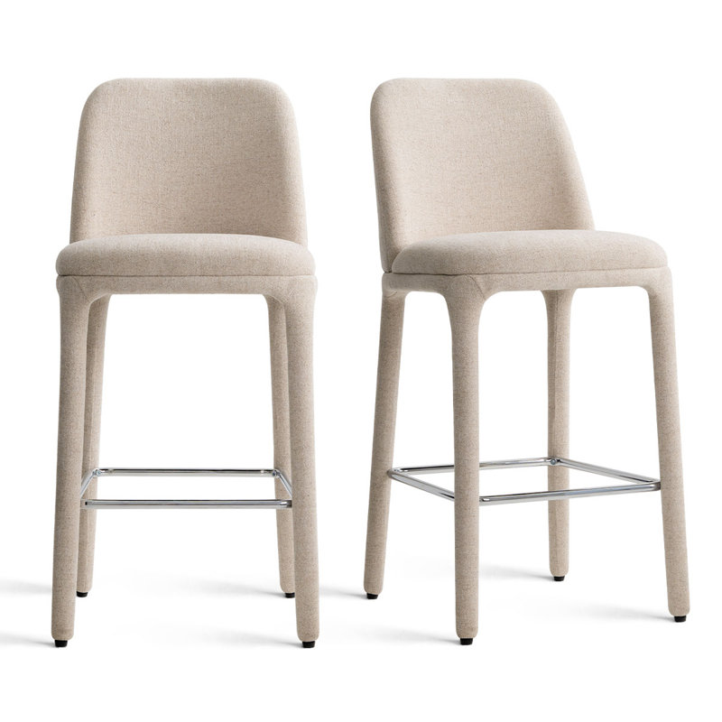 Tabouret de comptoir moderne 26,5 "entièrement rembourré en tissu (ensemble de 2), Gruau