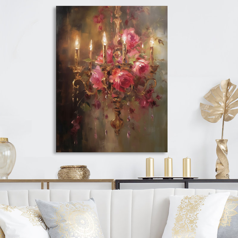 Élégant lustre floral II - lustre en métal, art mural, H 20 po x l 12 po x P 1 po