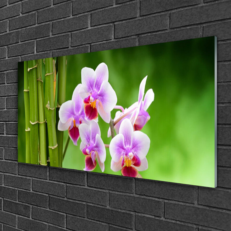 Floral Bamboo Tube Flowers - No Frame Print on Glass
