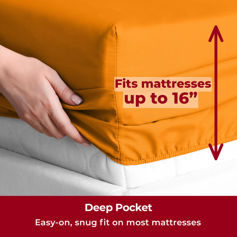 Draps Mellanni 1800 Simple TG Persimmon, Ensemble de draps pour taille de lit simple TG, Persimmon