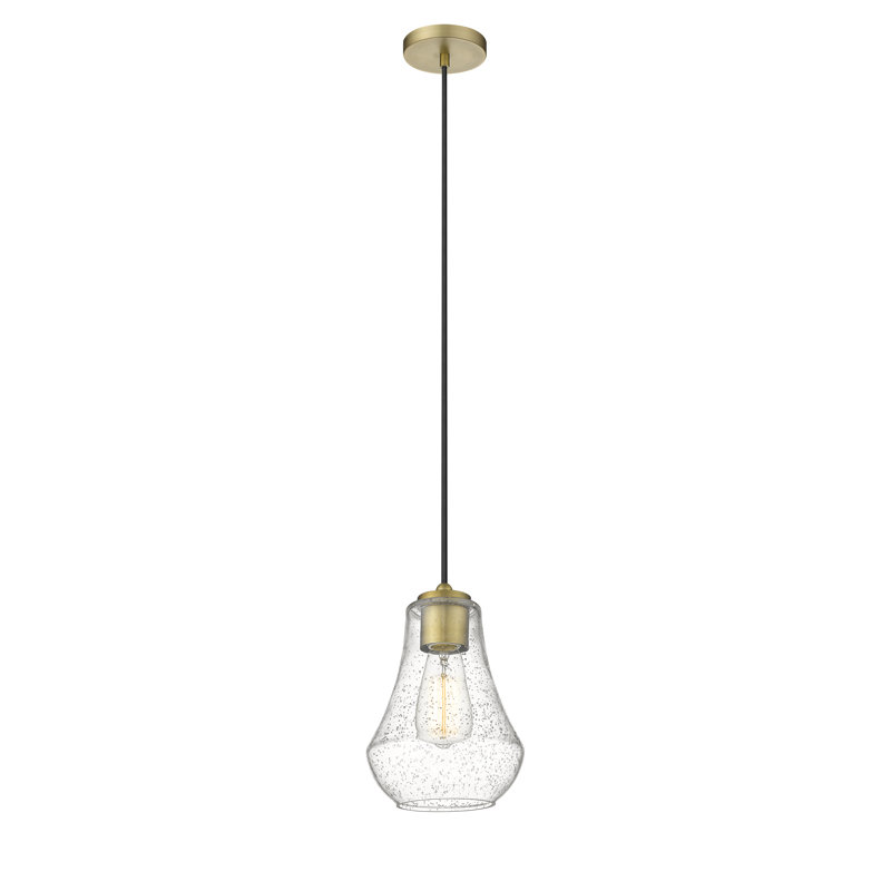 Luminaire suspendu en forme de cloche à 1 lumière Akerra, Laiton brossé, Ampoule non incluse, H 130,5 po x l 7 po x P 7 po