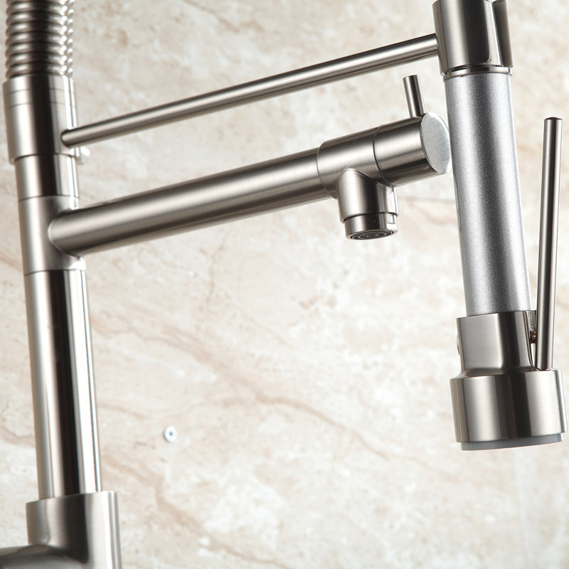 PENGFANG WORLDWIDE LLC Pull Down Kitchen Faucet, Brushed Nickel