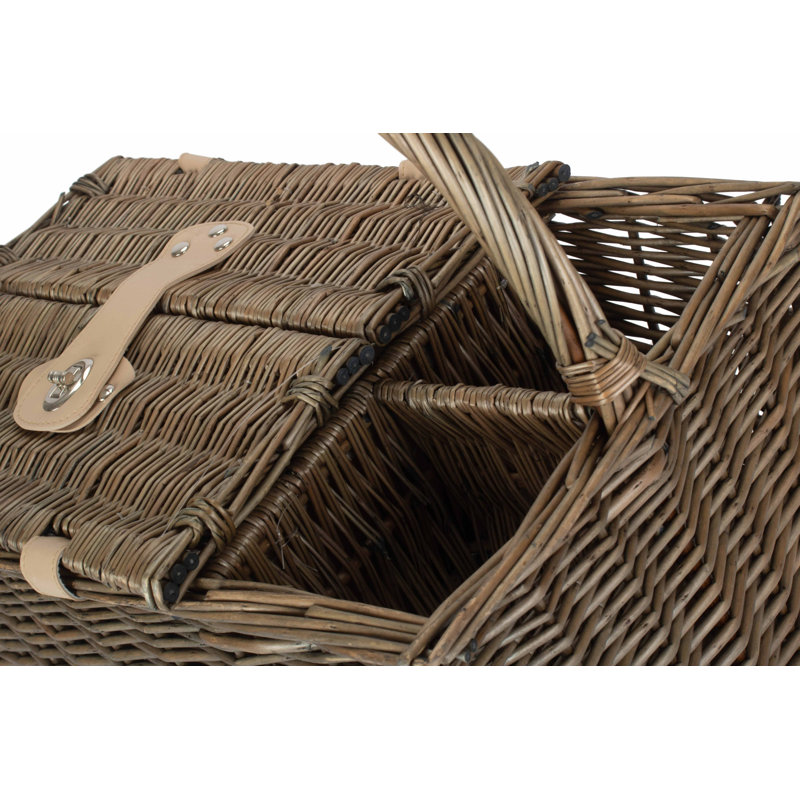 Wicker Lidded 2 Person Fitted Picnic Hamper
