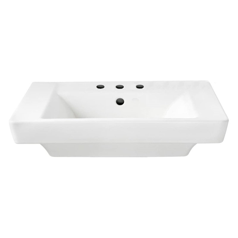 Lavabo de salle de bain rectangulaire en porcelaine vitreuse avec trop-plein Boulevard, Entraxe de 8 po, Blanc