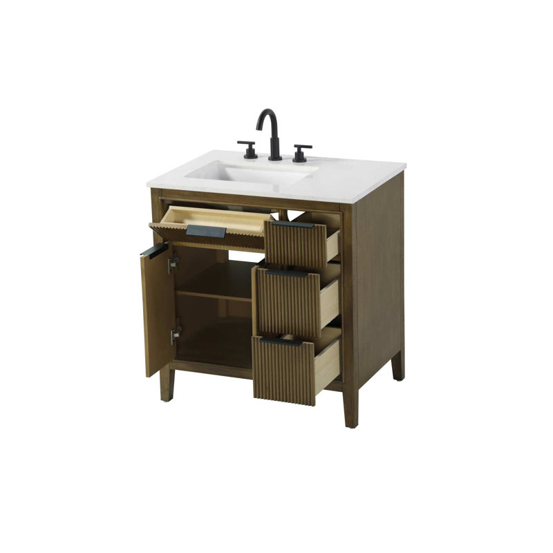 Meuble-lavabo simple 32 po en chêne noisette, 32", Noisette chêne