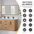 Anais 60" Double Bathroom Vanity with Grain White Engineered Stone Countertop with Mirror
