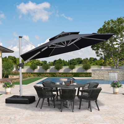 Round Cantilever Parasol with Crank Lift