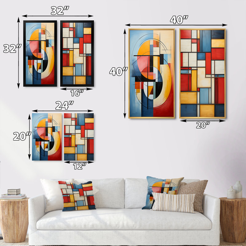 «Geometric Abstraction Focus» 2 - Pièces sur, H 40 po x l 40 po, Toile tendue