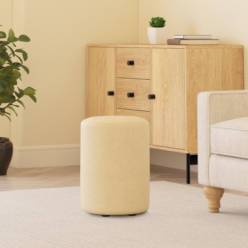 Manufactured Wood Accent Stool, Style Leather, Ivory Cream