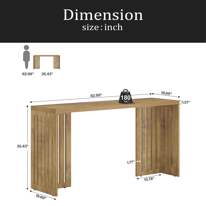 Rustic Kitchen Table,Wood Coffee Table,Rectangular Dining Table, Natural