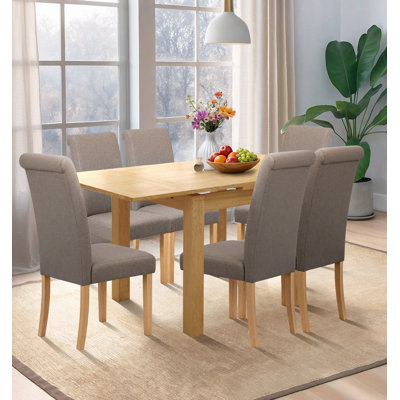 6 -Person Extendable Oak Solid Wood Dining Set