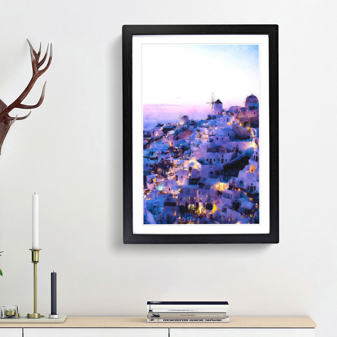 The Oia Santorini Skyline in Greece - Picture Frame Painting Print