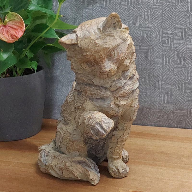 Joaquin CAT 25cm Carved Wood Effect