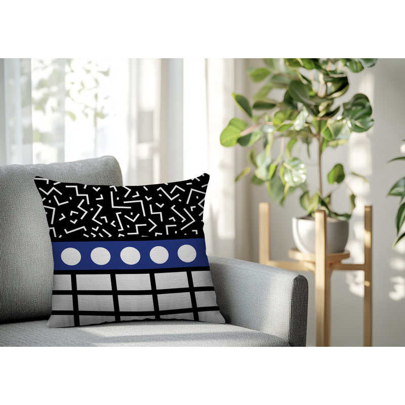 Oreiller carré réversible intérieur / extérieur Poptik, Bleu marine, Carré 20 po