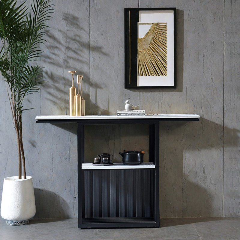 Table d'entrée de style scandinave, H 30,7 po x l 39,4 po x P 11,8 po, Noir