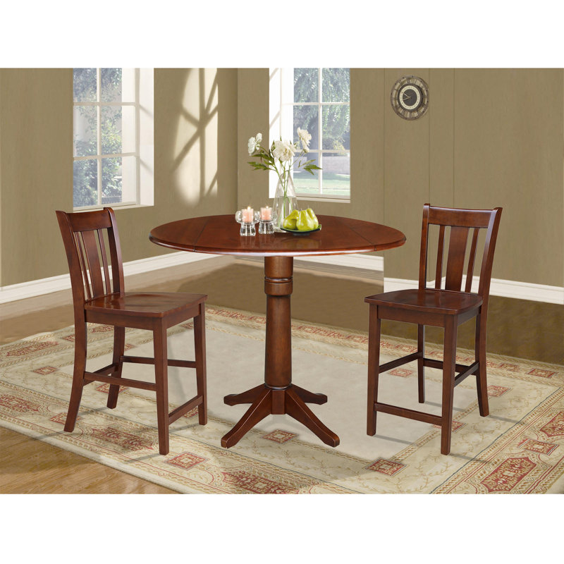 Gelula 3 - Piece Counter Height Drop Leaf Solid Wood Dining Set, Espresso