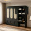 Lit escamotable Queen avec armoire latérale, bureau intégré et éclairage DEL-389367122