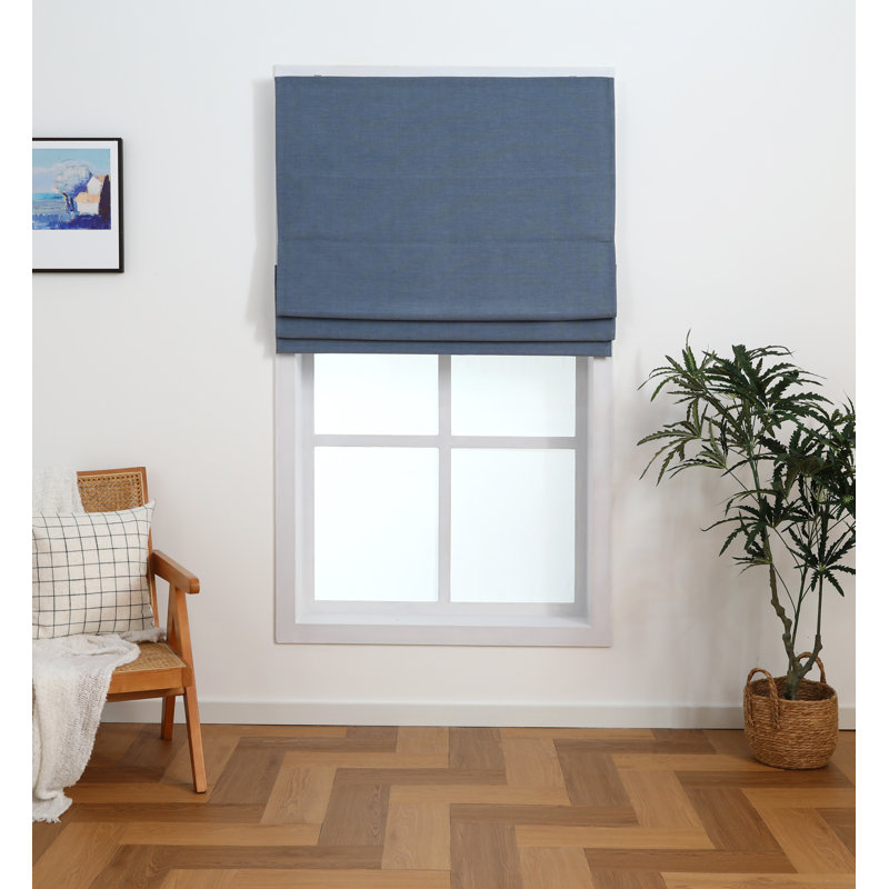Store romain sans cordon en chenille occultant, Bleu ardoise, L 36 po x L 64 po