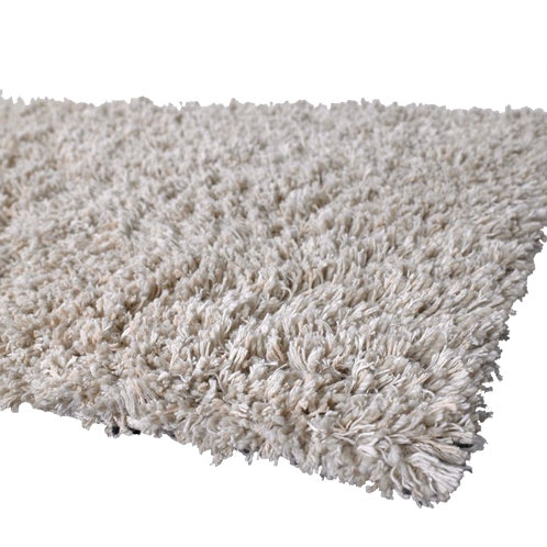 Core Shag Cotton Area Rug in White, Round 7'9"