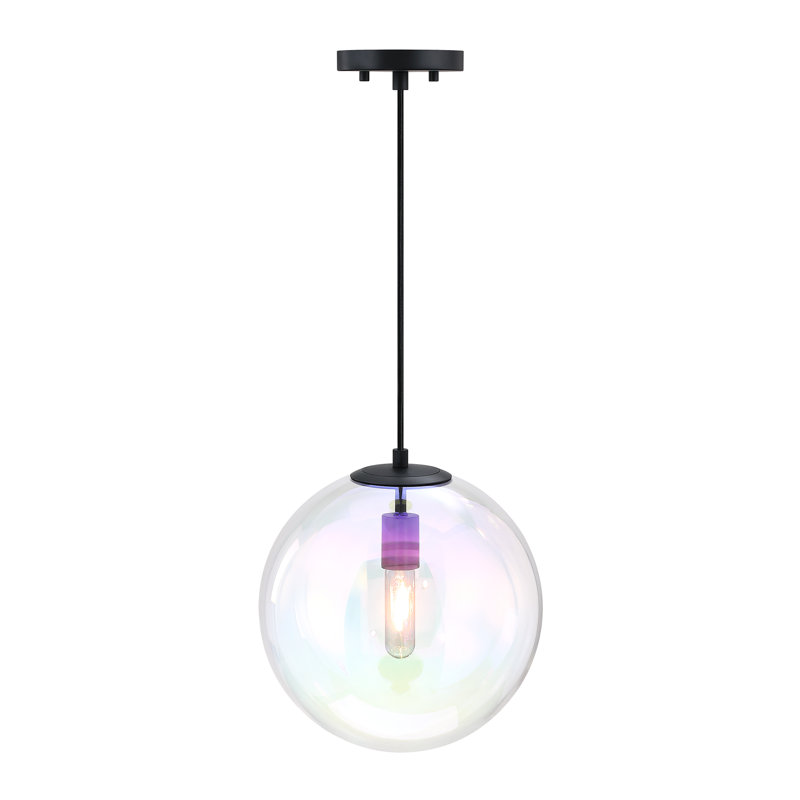 Ricura 1 - Light Pendant, Matte Black, Purple, 12.5" x 12" x 12"