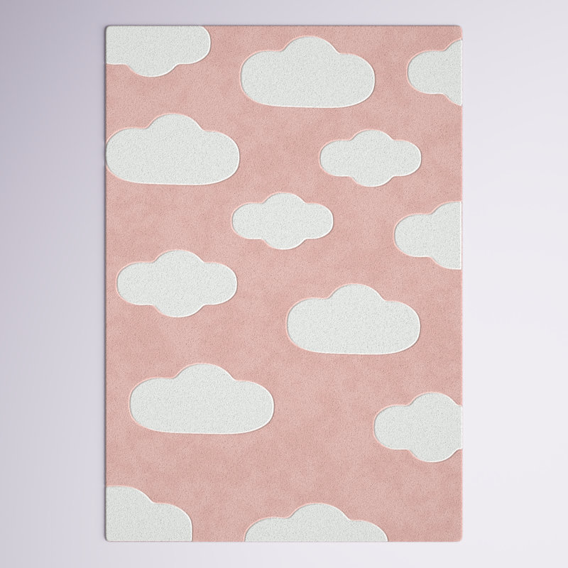 Tapis rose / blanc gagnon, Rectangle 2 pi 8 po x 4 pi 11 po