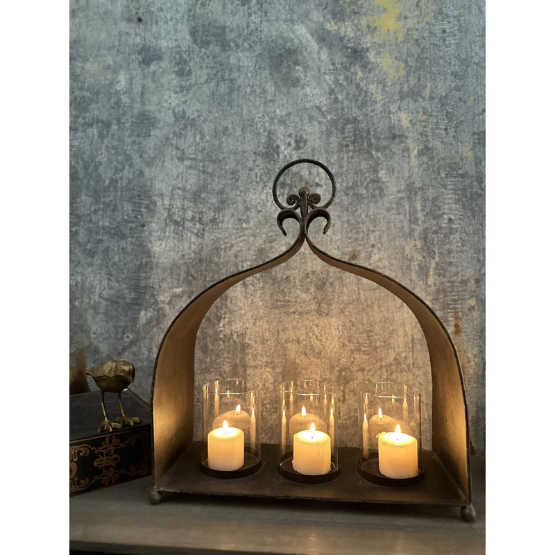 Porte-bougie triple en fonte
