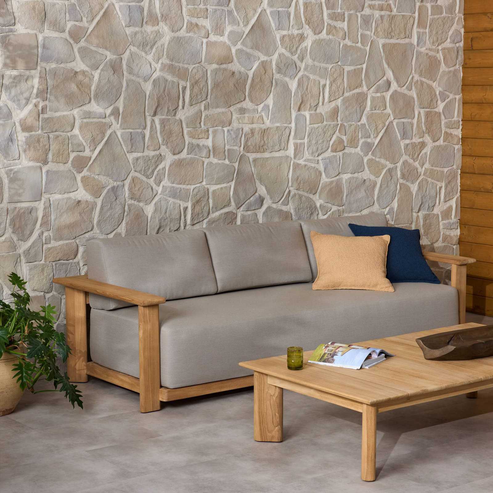 Julie 98" Teak Wood Patio Sofa