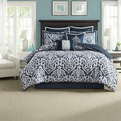 Luxurious Jacquard Bedding Sets, Polyester Comfort, Elegant Damask Design