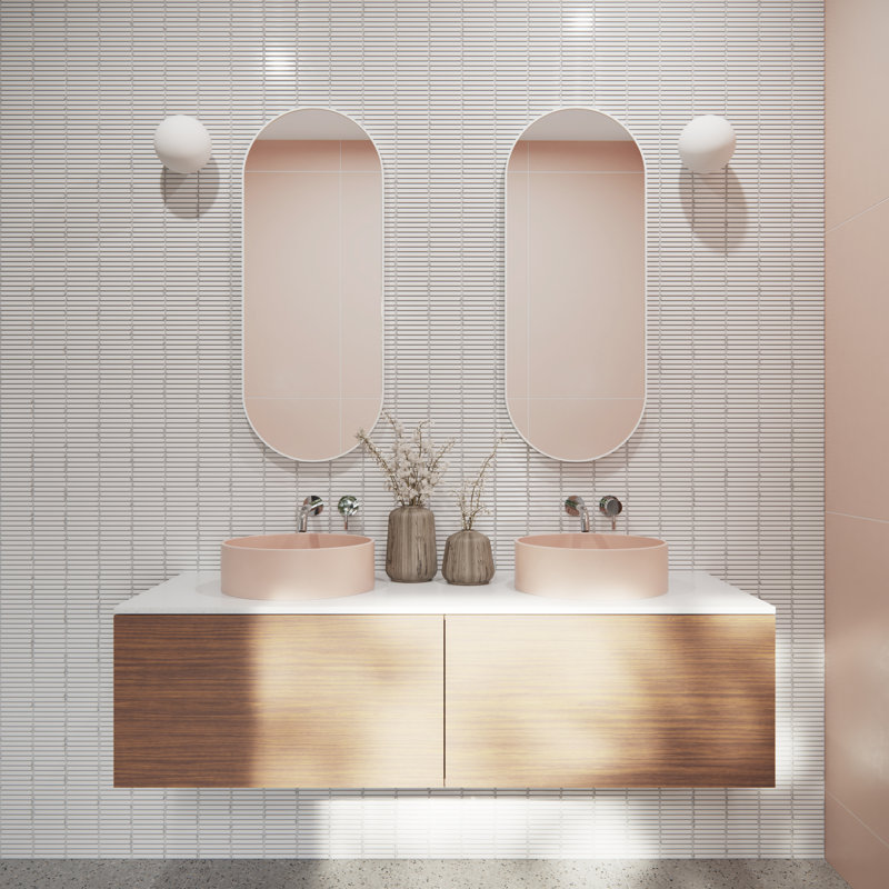 Modern & Contemporary Accent Bathroom / Vanity Dresser Mirror, 40" x 16", White