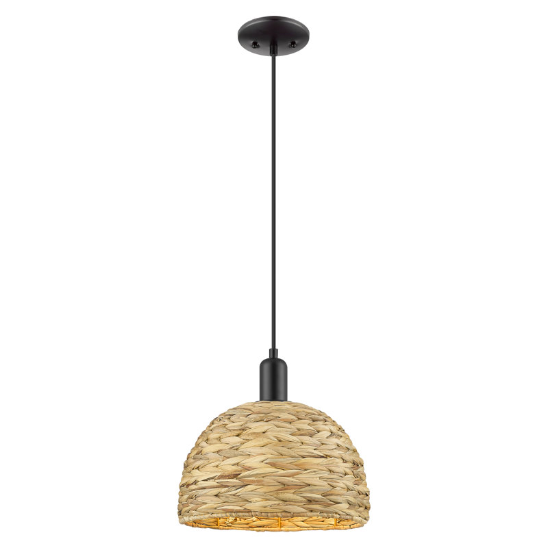Arcadia - Alyxandrea - Mini-luminaire suspendu à cordon 1 lumière 12 po, H 11,58 po x l 12 po x P 12 po, Noir mat