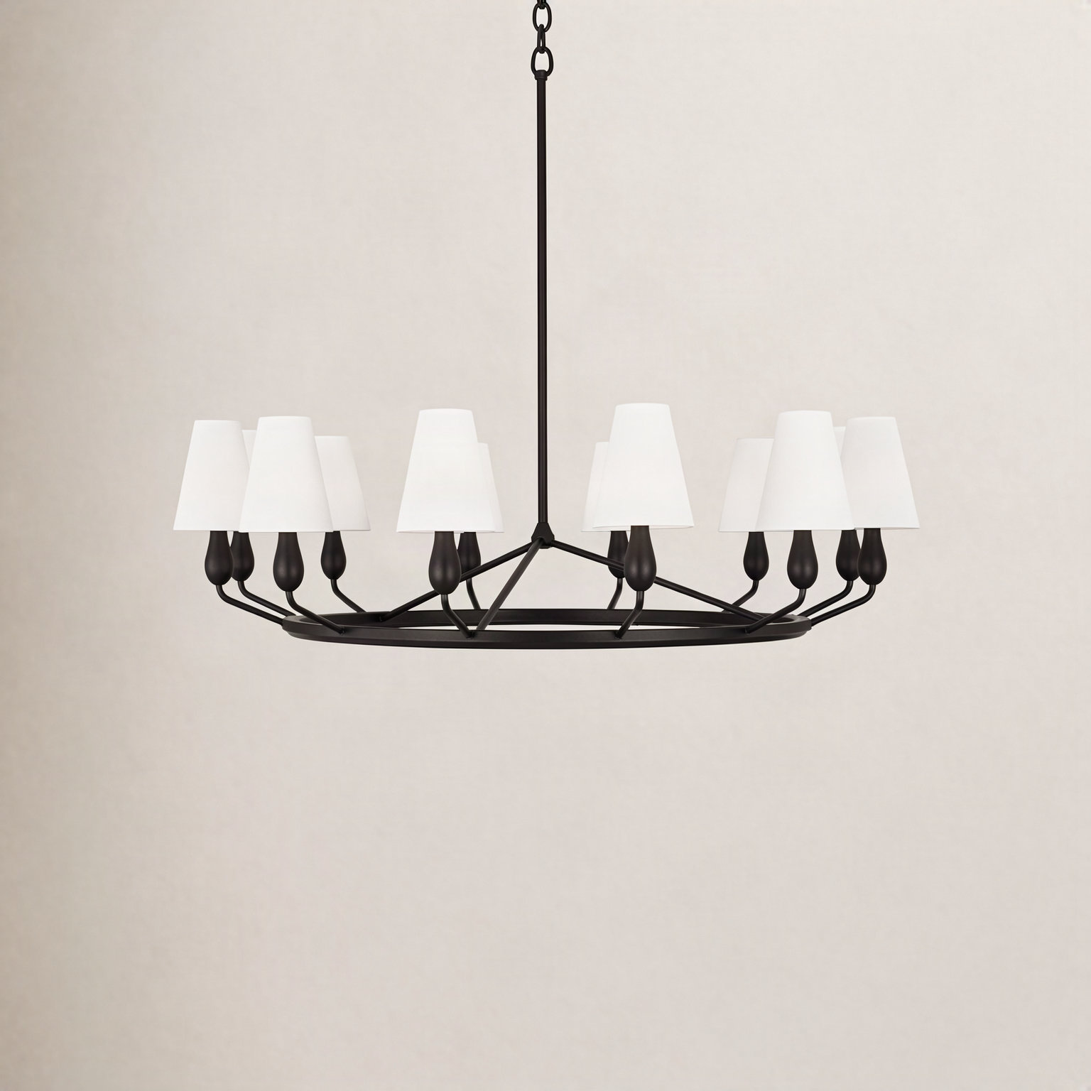 12 - Light Dimmable Chandelier, Aged Iron
