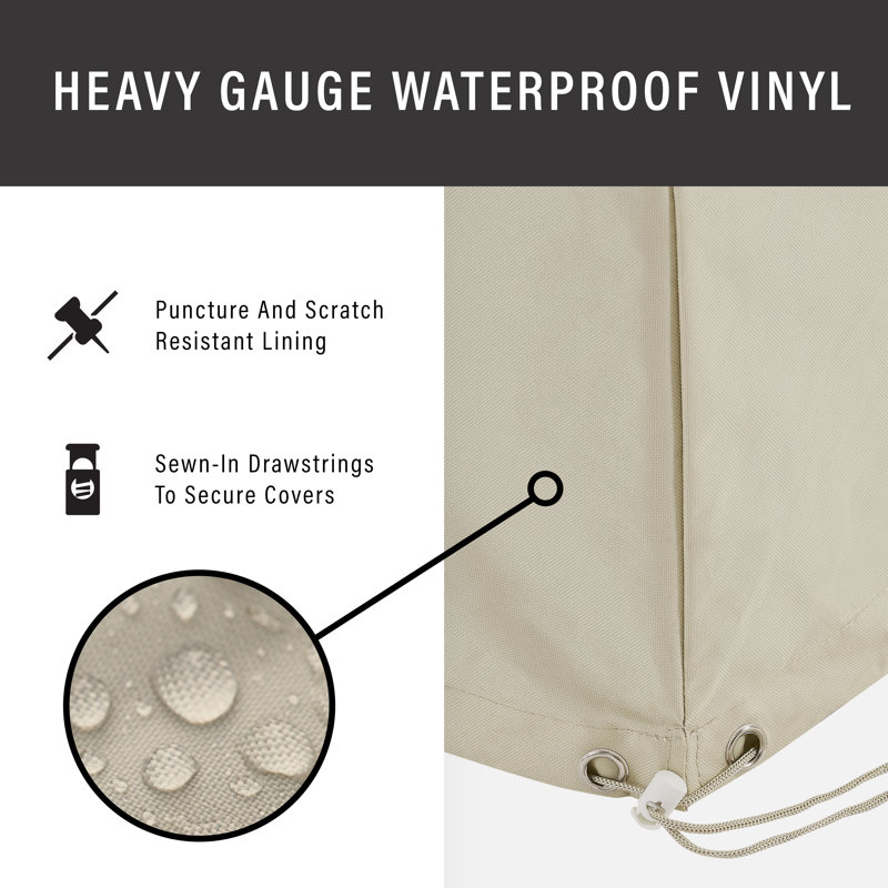 Tan Heavy-Duty Vinyl 3-Piece Outdoor Sectional Cover Set