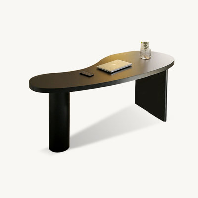 Bureau d'écriture en bois massif courbé blanc