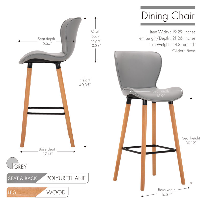 Tabouret 30,12 "Hewlett, Gris