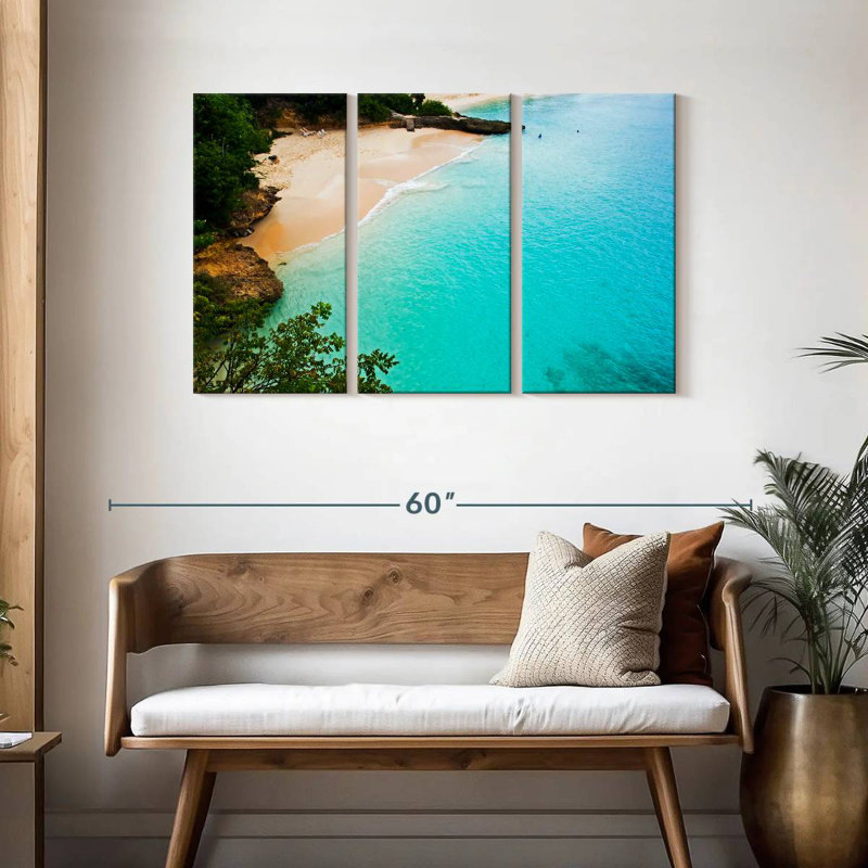 Gillard, plage de sable blanc, Anguilla, H 28 po x l 45 po
