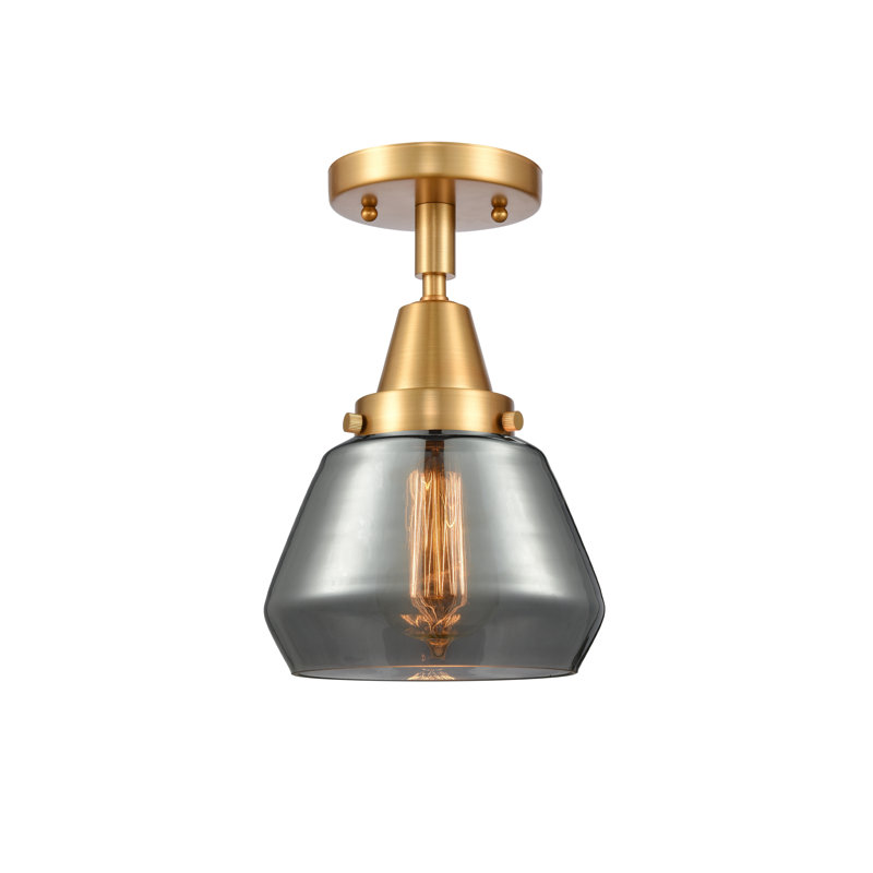 Kylisia Glass Semi Flush Mount, Plated Smoke, Satin Gold