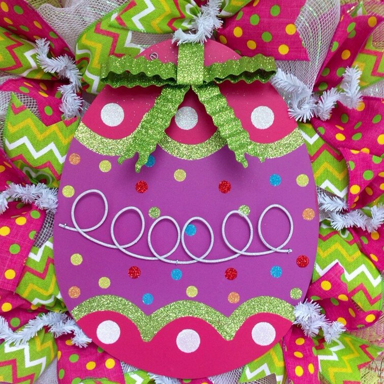 The Holiday Aisle® Glittering Easter Egg Wreath | Wayfair