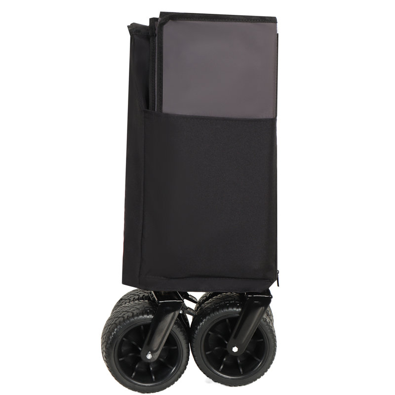 Multi-Functional Push-Pull Folding Wagon Cart with Rotating Handle & 360° All-Terrain Wheels – Heavy-Duty, Adjustable Design, Large Capacity for Transport, Groceries, and Outdoor Use, - Grey