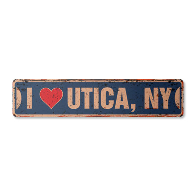 Utica Ny Street Sign Aluminum 4" X 18"