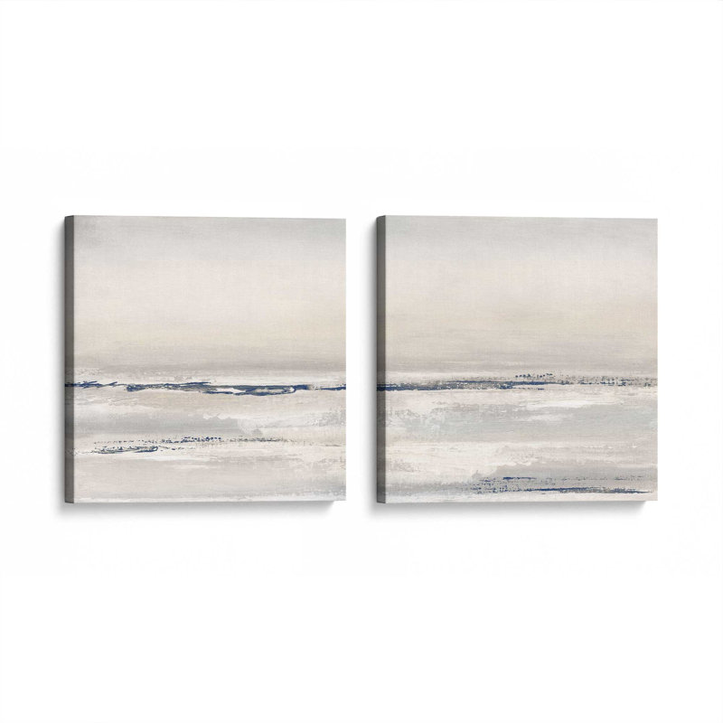 24 "x 24" Ethereal Tide, ensemble de 2 impressions sur toile dans un cadre en érable américain, Toile tendue