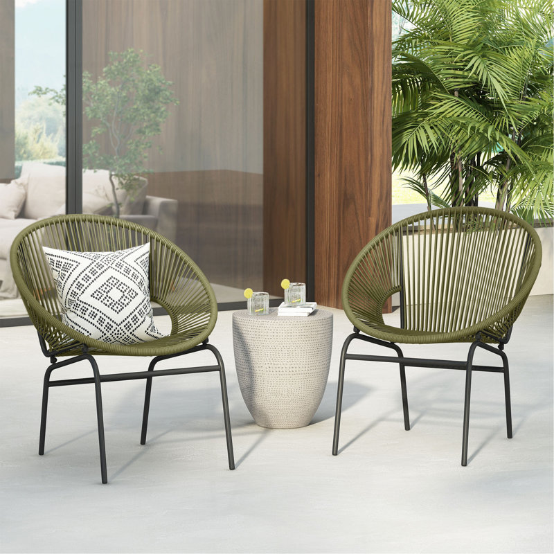 Ensemble de 2 chaises en osier Nusa, Vert