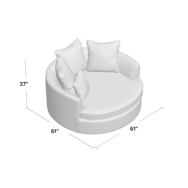 Fauteuil demi-tonneau en polyester de 61 po de largeur Beall, Tissu performance argent Element