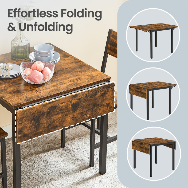 Brimmer Metal Base Dining Table, Rustic Brown, Black