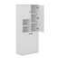 Grande armoire de rangement avec tablettes réglables, grand panier rabattable et armoires fermées-118310325