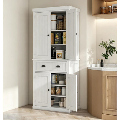 Armoire de rangement autoportante, armoire de cuisine avec tablettes réglables, élégante armoire de salle de bain