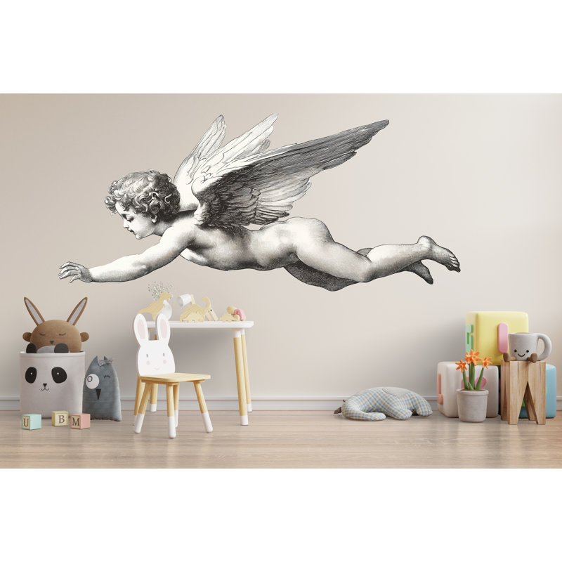 Adhésif décoratif chambre d'enfant volante, art de chambre d'enfant chérubin rétro, murale amovible 121Mv, H 24 po x l 13 po