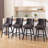 Swivel Bar Stools Set of 4, PU Leather Bar Chairs with Button Tufted Front and Ring Pull Back, 30" Bar Height Stools with Solid Wood Legs for Kitchen Island or Bar, Beige-1995099757-1995099759