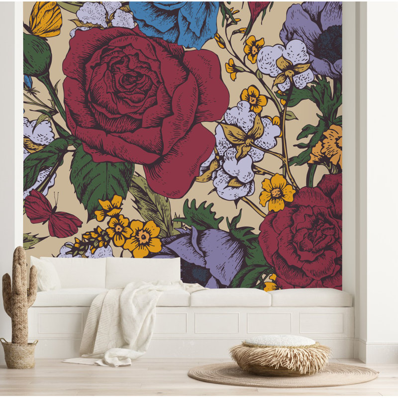 Peel & Stick Floral Wall Mural, 8.33' W x 8.33' L