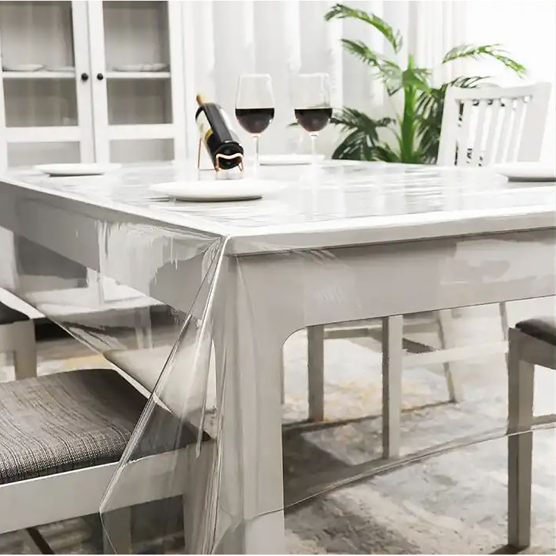 Premium Clear Plastic Vinyl Pvc Fabric Table Cover Tablecloth Protector For Dining Room Table, 100" x 54"